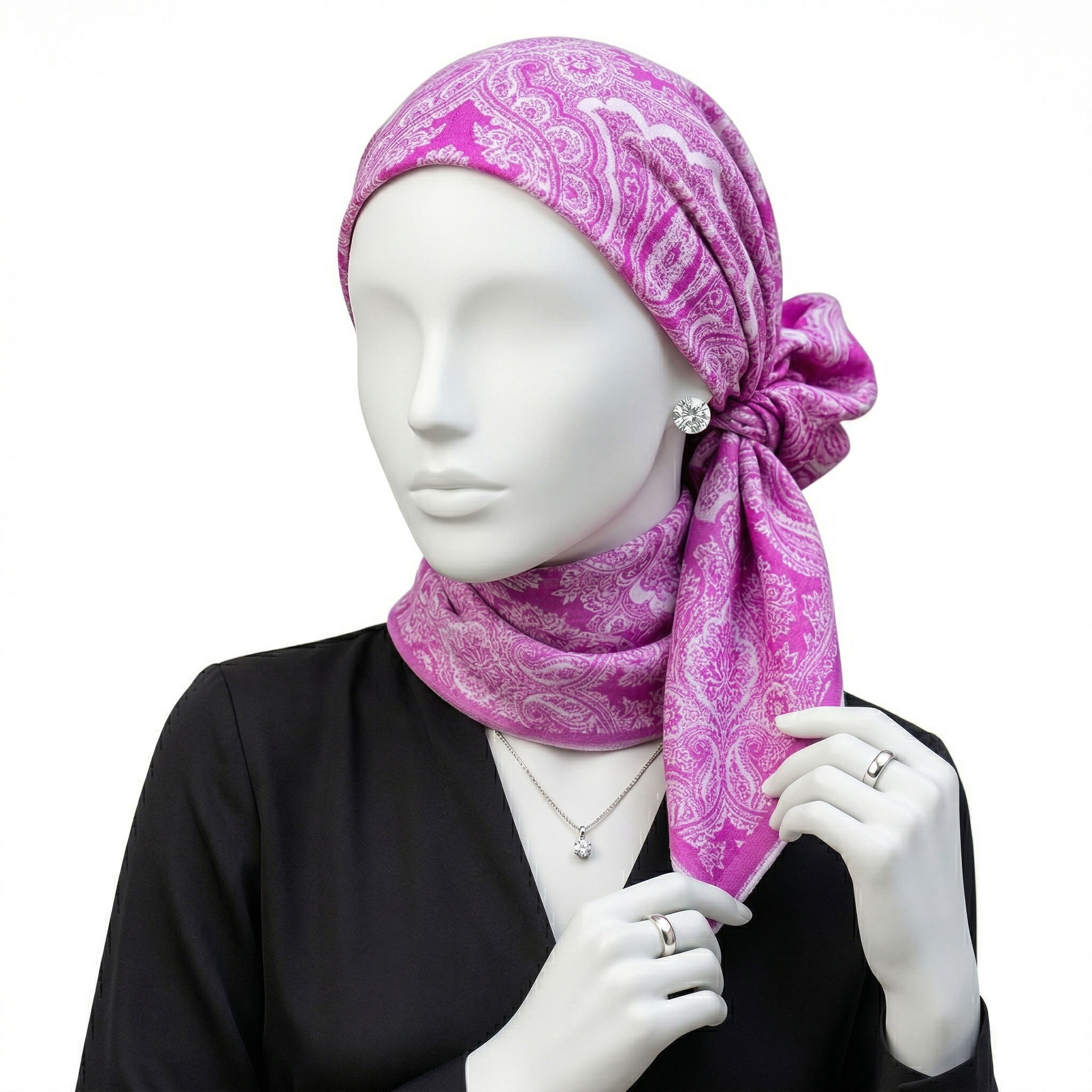 Purple Damask Pattern Cotton Scarf